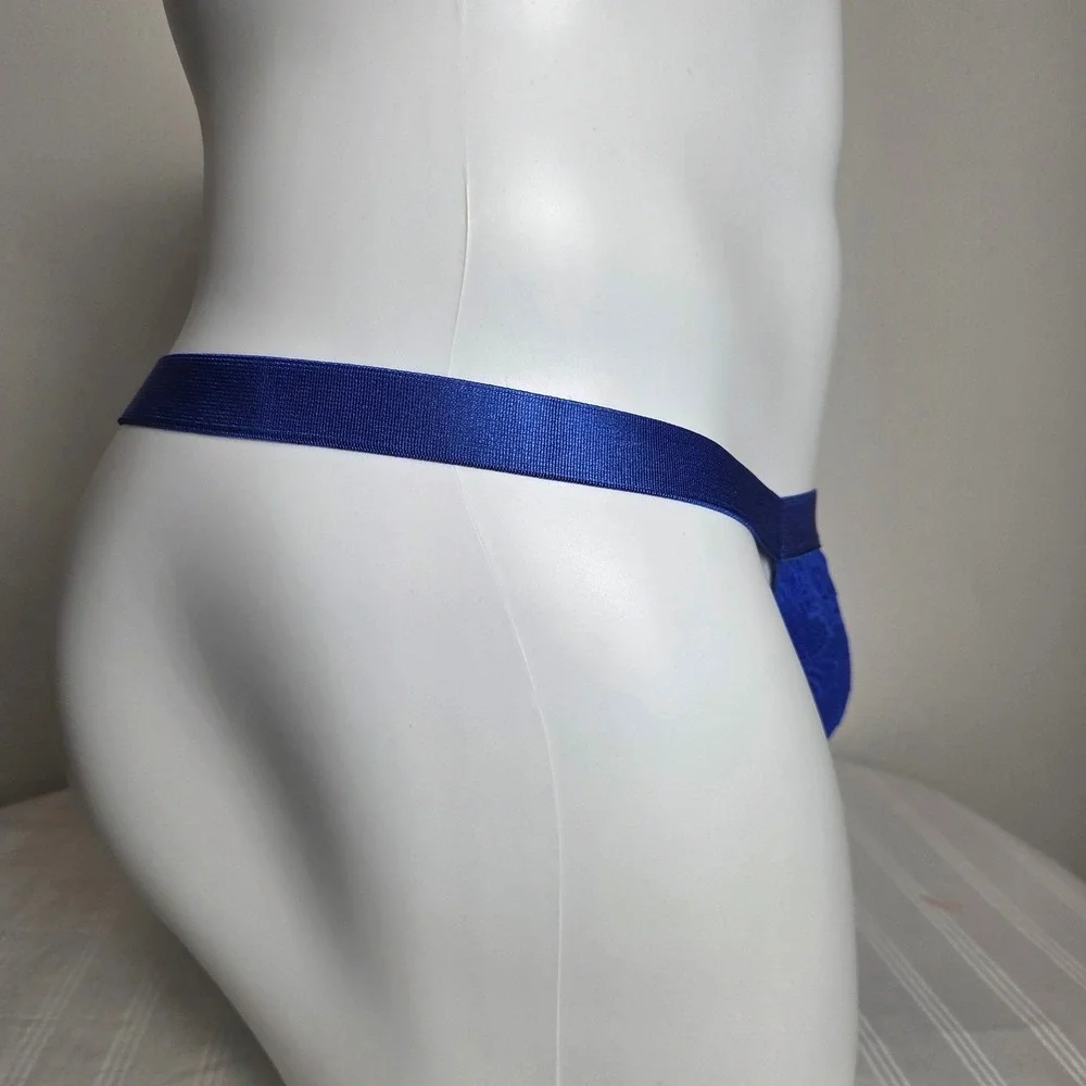 Cosabella Italian Never Say Never Mens G-String Royal Blue Floral Lace Thong